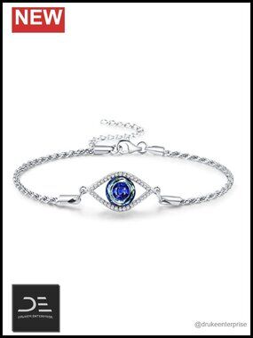 Sterling Silver Evil Eye Moonstone Witchcraft Charm Bracelet